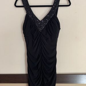 Love Tease Sexy Little Black Dress Bodycon evening cocktail mini dress ruched 6